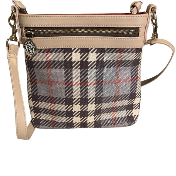 Spartina 449 Genuine Leather & Natural Linen Daufuskie Island Crossbody Bag - Picture 3 of 16